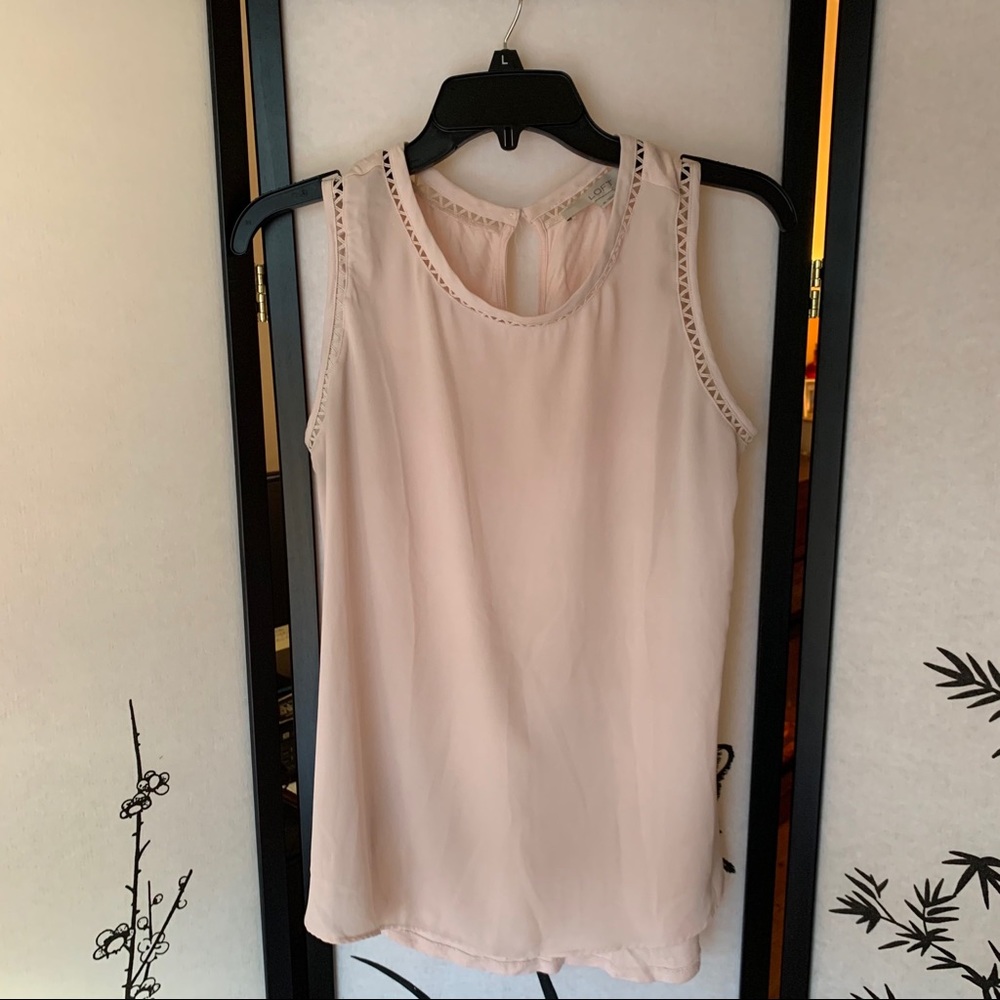 LOFT | Blush Pink Mixed Media Blouse Size Medium